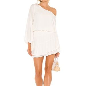 One Shoulder Ruffle Skirt Dress | Krisa (Revolve) | M | Long Sleeve